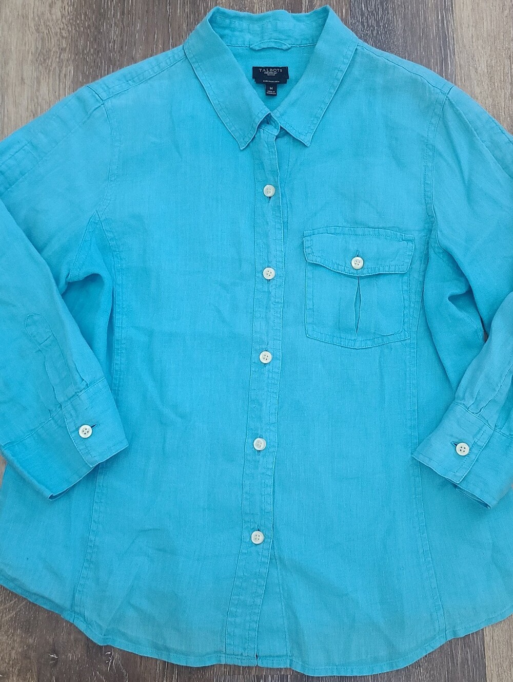 Talbots Irish Linen Button Front Top Womens Size 14